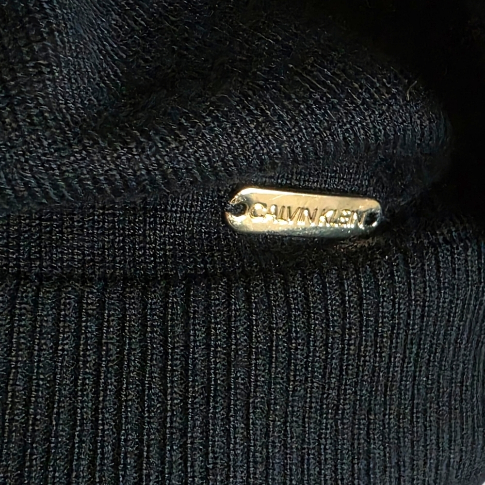 Calvin Klein Mock Neck Sweater, Black, Size Medium - Picture 4 of 9